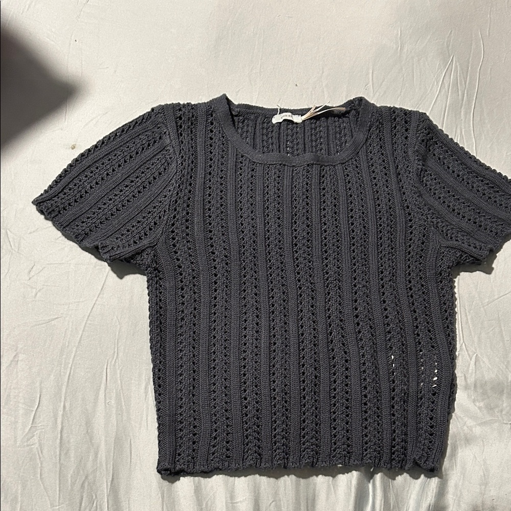 Kimchi Blue Black Knit Short Sleeve Top